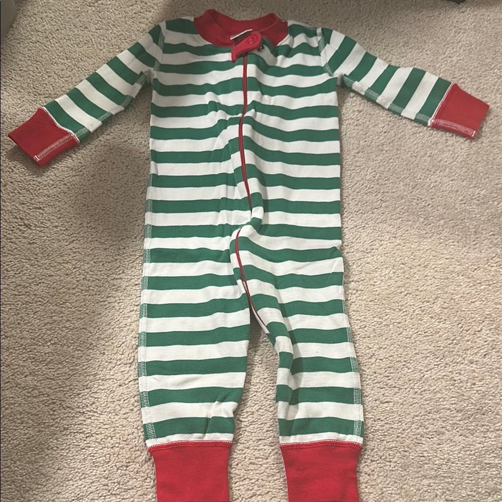 Hanna Andersson Striped Green and Red Kids One Piece